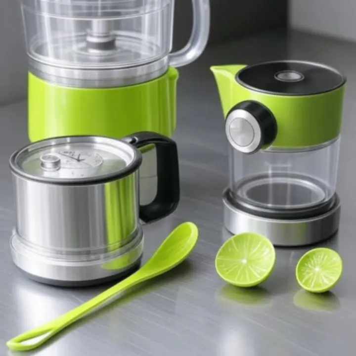 Zestaw bestsellerowych gadżetów kuchennych KitchenLabX wyeksponowany na blacie