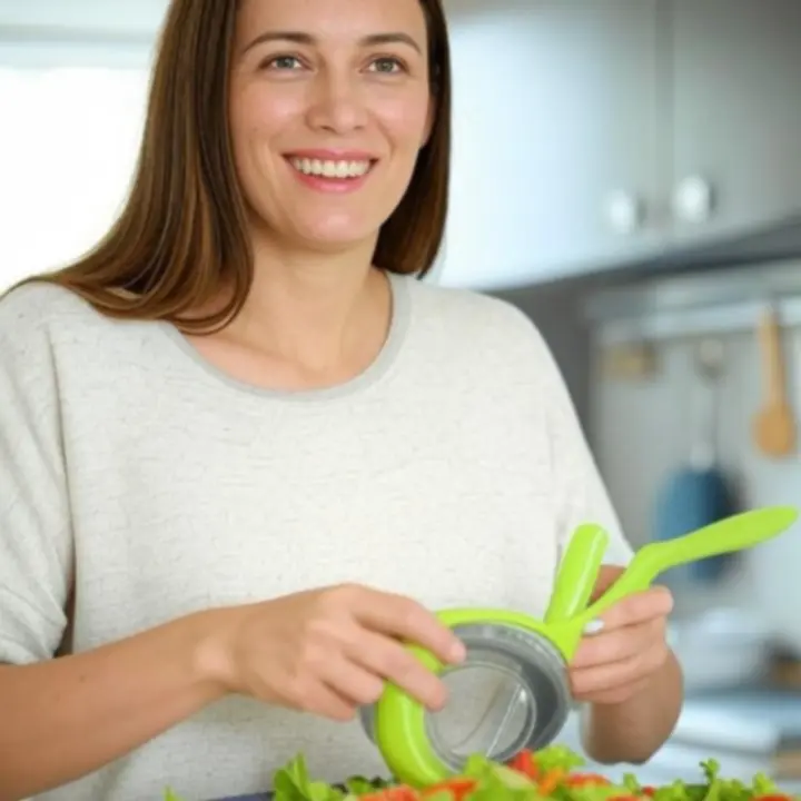 Renata, uśmiechnięta mama z Gdańska w nowoczesnej kuchni